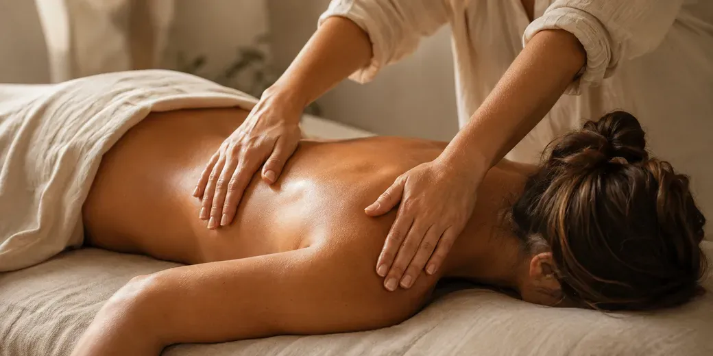 Esalen® Massage: lange, fließende Berührungen am Rücken